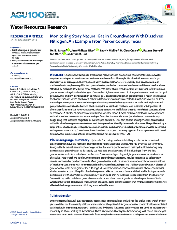 (PDF) Monitoring Stray Natural Gas in Groundwater With Dissolved ...