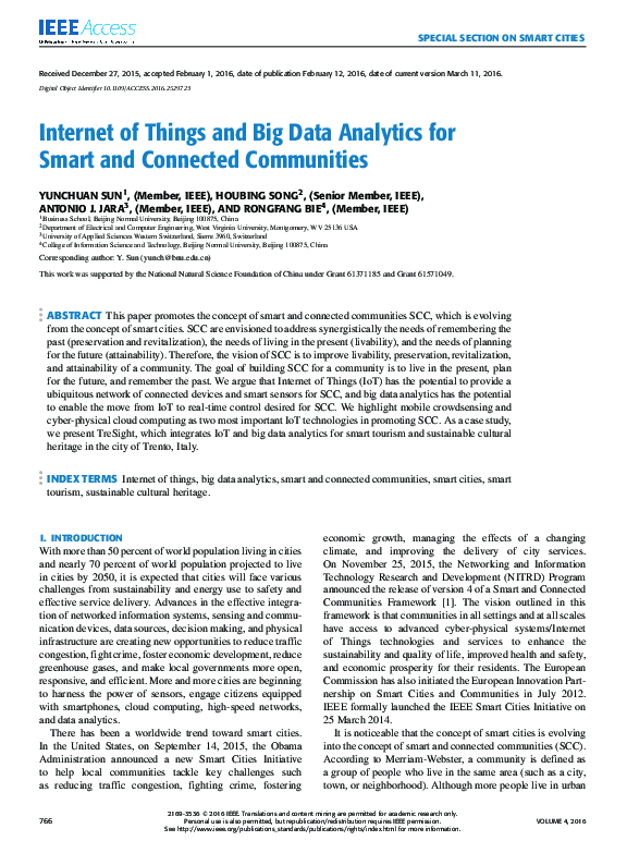 (PDF) Internet of Things and Big Data Analytics for Smart and Connected ...