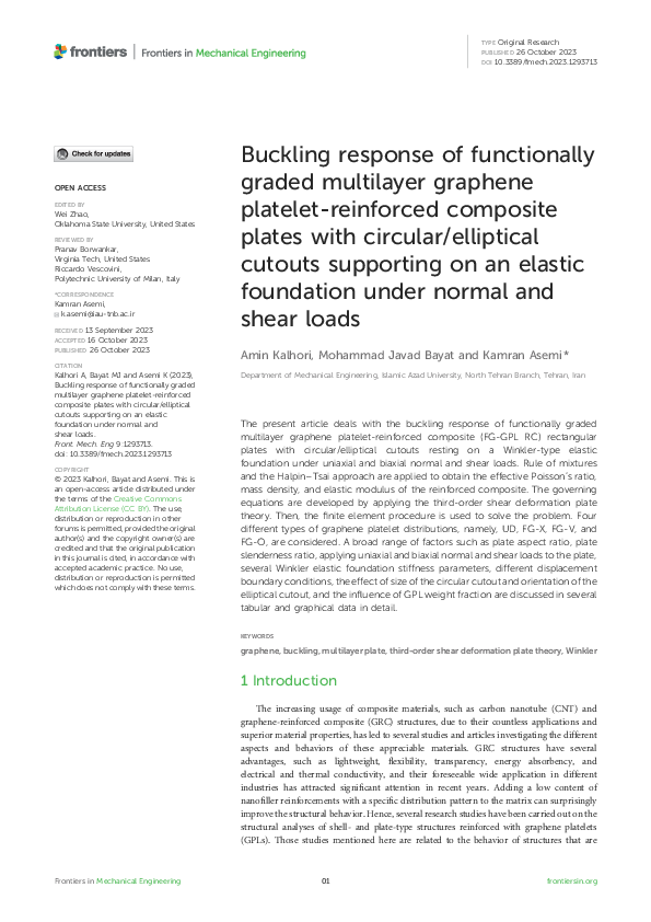 (PDF) Buckling response of functionally graded multilayer graphene ...