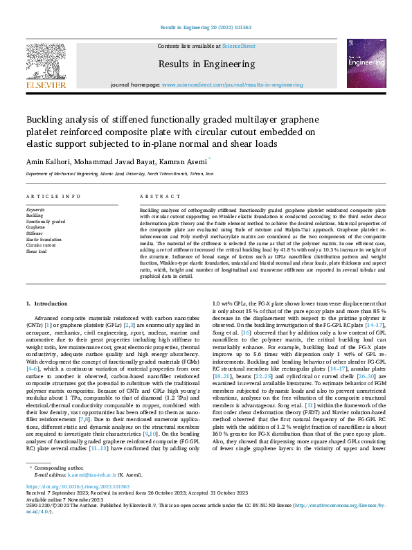 (PDF) Buckling analysis of stiffened functionally graded multilayer ...