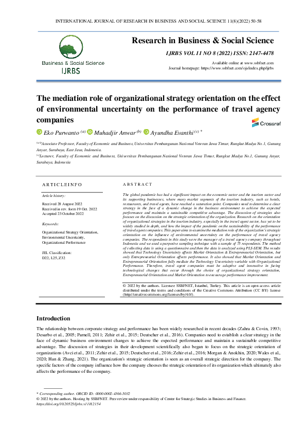 (PDF) The mediation role of organizational strategy orientation on the ...