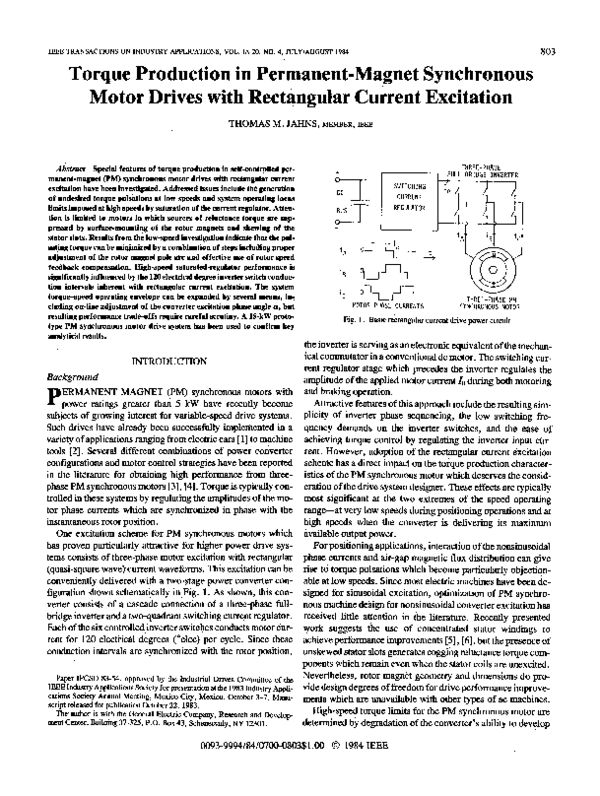 (PDF) Torque production in permanent-magnet synchronous motors