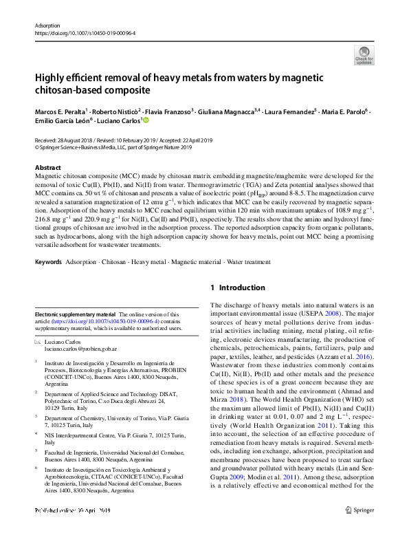 (PDF) Highly efficient removal of heavy metals from waters by magnetic ...
