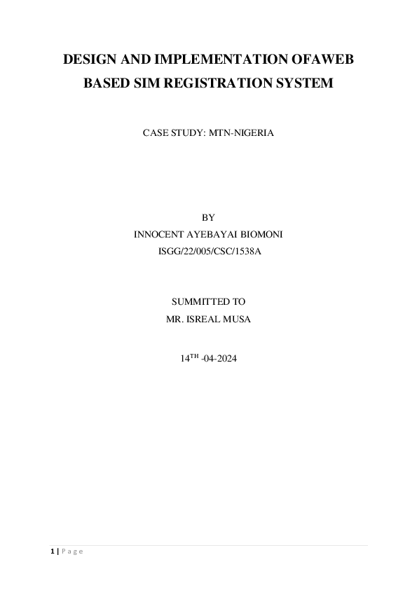 (PDF) DESIGN AND IMPLEMENTATION OF WEB BASED SIM REGISTRATION