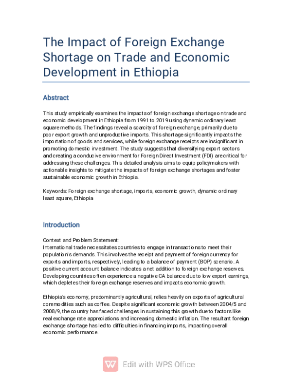 (PDF) The Impact of Foreign Exchange Shortage on Trade and Economic ...
