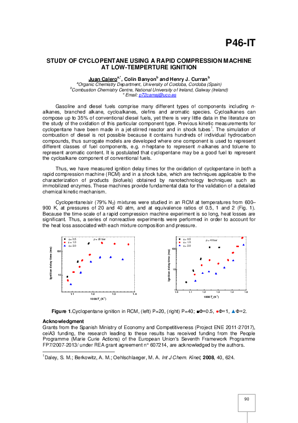 (PDF) Study of cyclopentane using a rapid compression machine at low ...