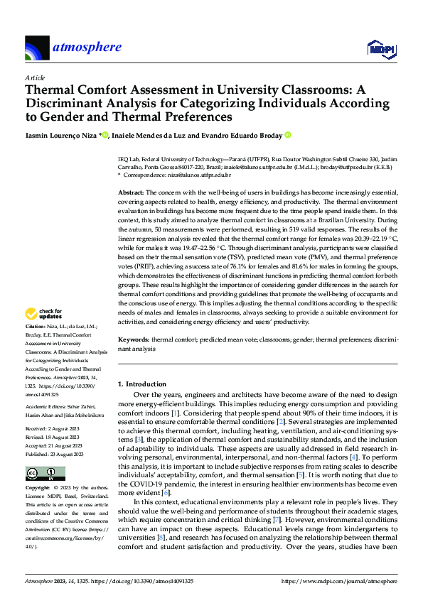 (PDF) Thermal Comfort Assessment in University Classrooms: A ...