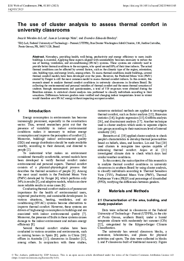 (PDF) The use of cluster analysis to assess thermal comfort in ...
