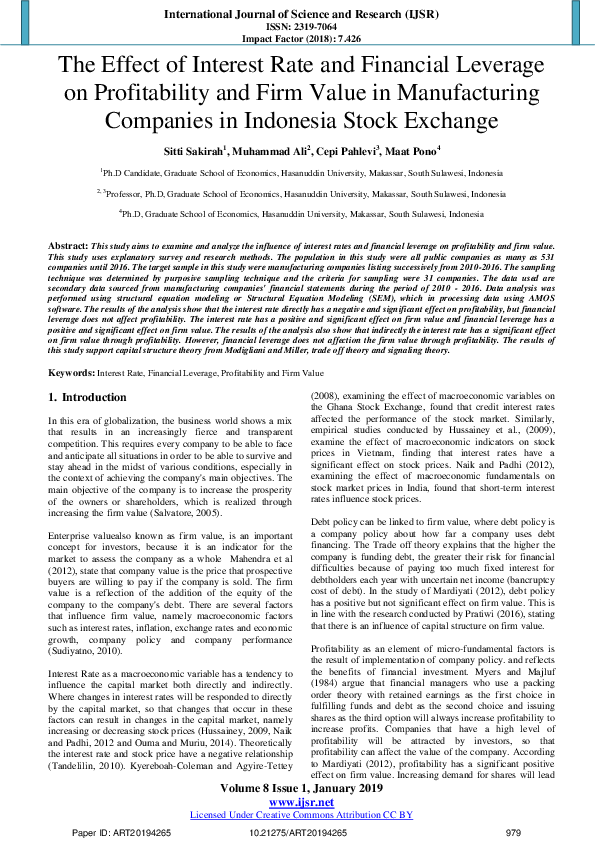 (PDF) The Effect of Interest Rate and Financial Leverage on ...