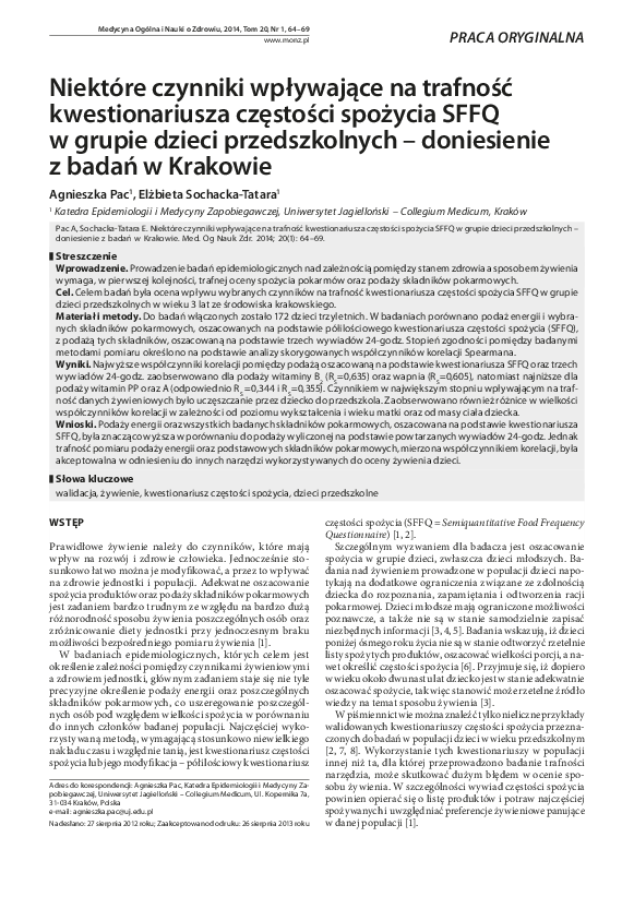 (PDF) Selected factors affecting relative validity of Food Frequency ...
