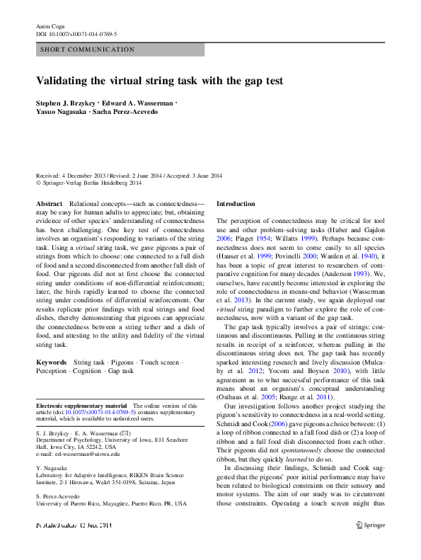(PDF) Validating the virtual string task with the gap test