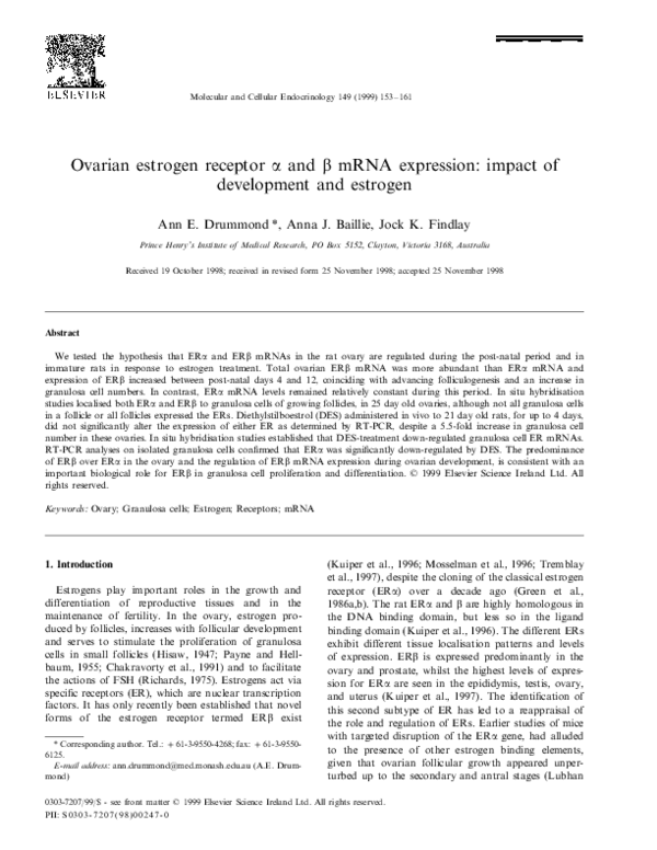 (PDF) Ovarian estrogen receptor α and β mRNA expression: impact of ...