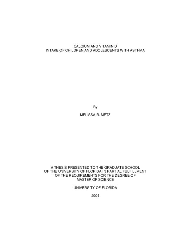 (PDF) Calcium and Vitamin D Intake of Children and Adolescents with Asthma