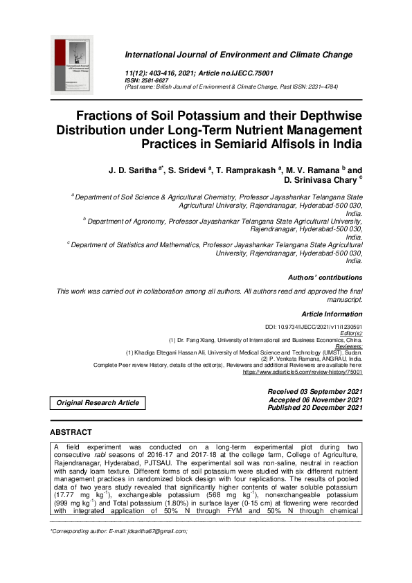 (PDF) Fractions of Soil Potassium and their Depthwise Distribution ...
