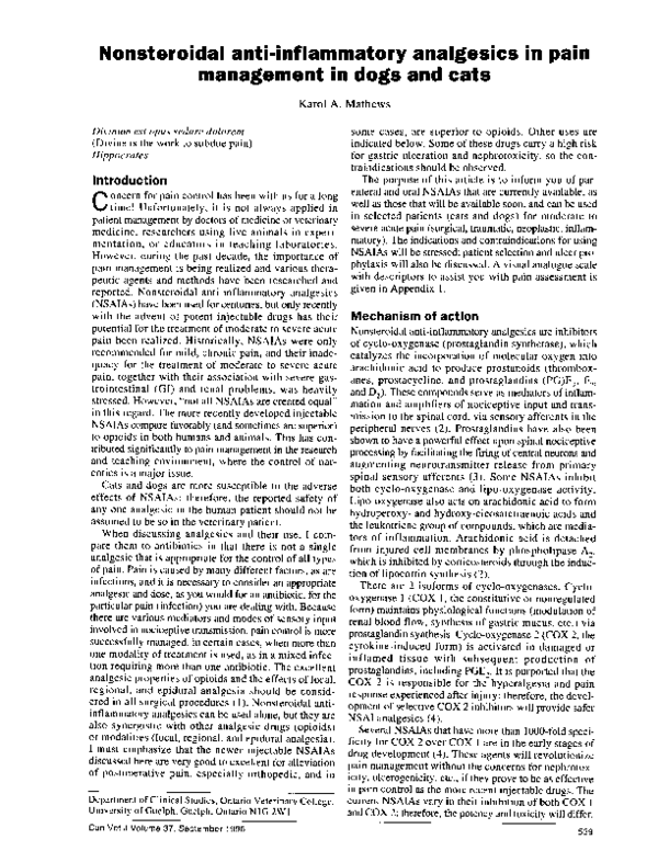 (PDF) Nonsteroidal anti-inflammatory analgesics in pain management in ...