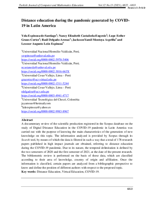 (PDF) Distance education during the pandemic generated by COVID-19 in ...