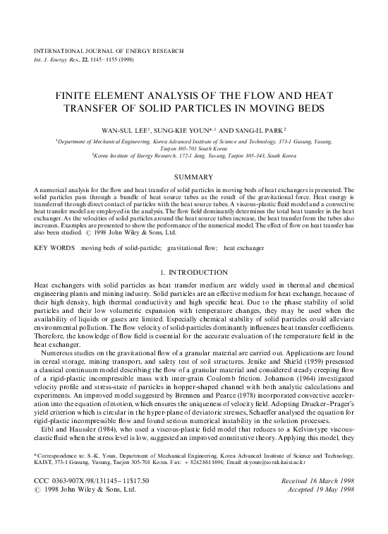 (PDF) Finite element analysis of the flow and heat transfer of solid ...