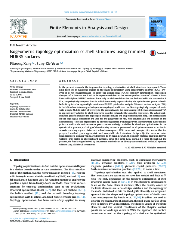 (PDF) Isogeometric topology optimization of shell structures using ...