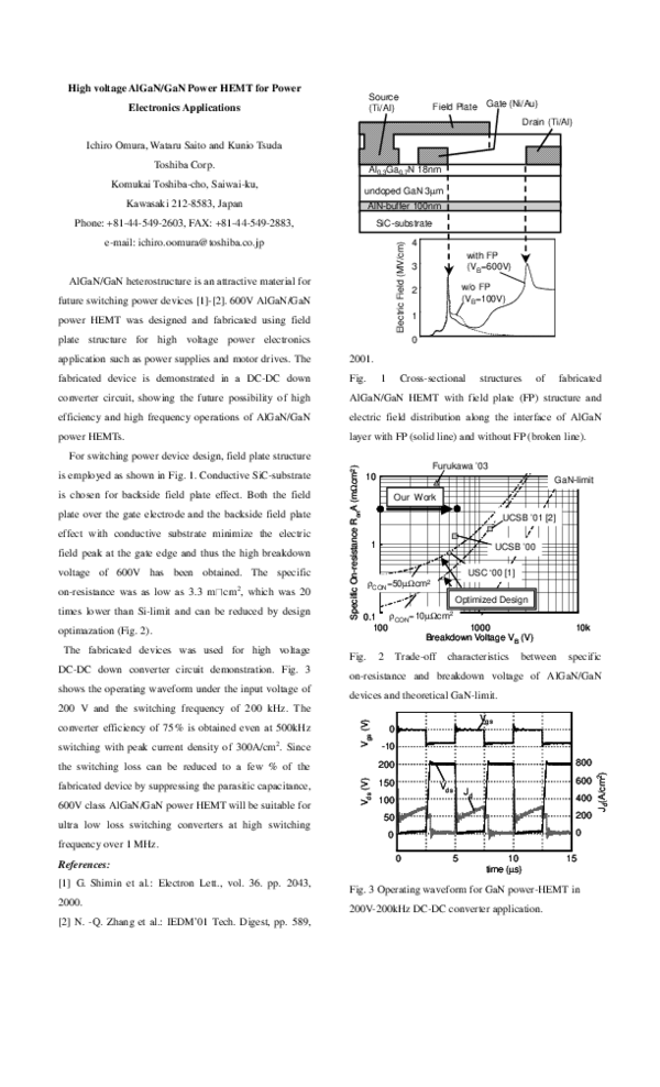 (PDF) High voltage AlGaN/GaN power HEMT for power electronics applications