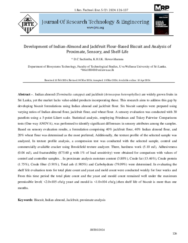 (PDF) Development of Indian-Almond and Jackfruit Flour-Based Biscuit ...