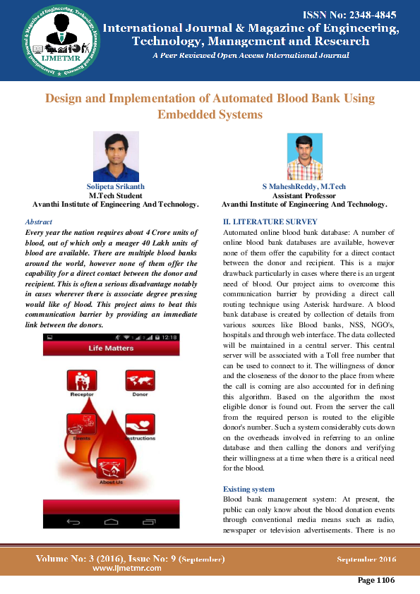 (PDF) Design and implementation of automated blood bank using embedded ...