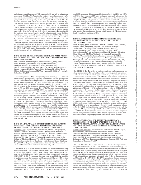 (PDF) RONC-10. Outcomes of Stereotactic Radiosurgery for Pilocytic ...