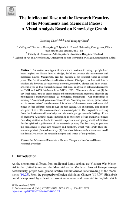 (PDF) The Intellectual Base and the Research Frontiers of the Monuments ...