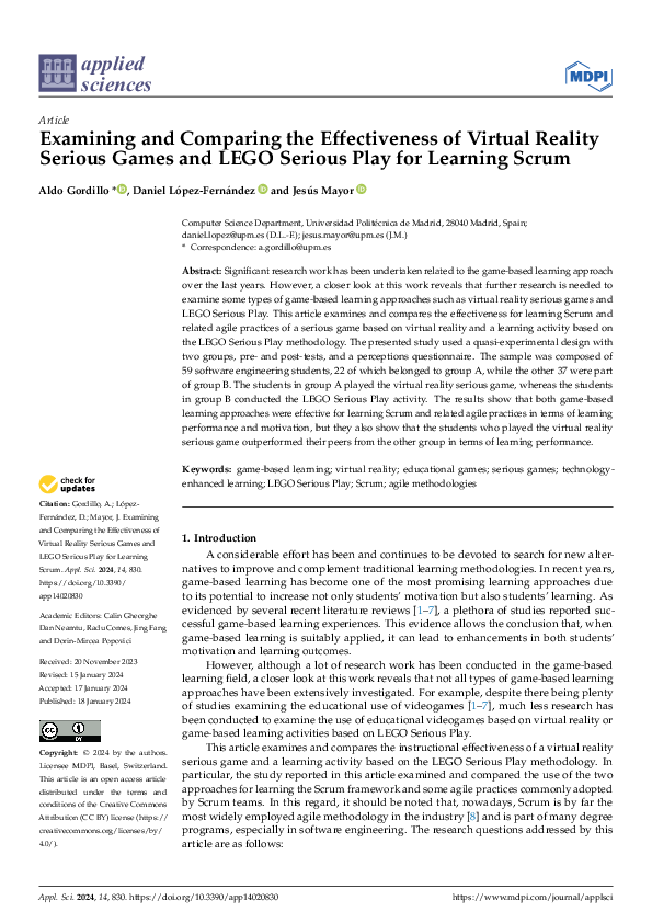(PDF) Examining and Comparing the Effectiveness of Virtual Reality ...