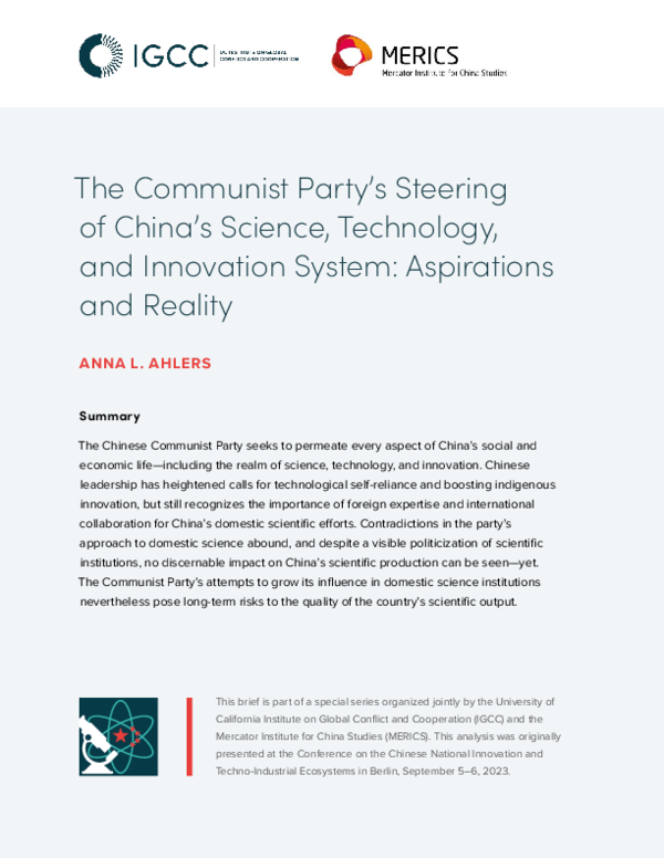 (PDF) The Communist Party's Steering of China's Science, Technology ...