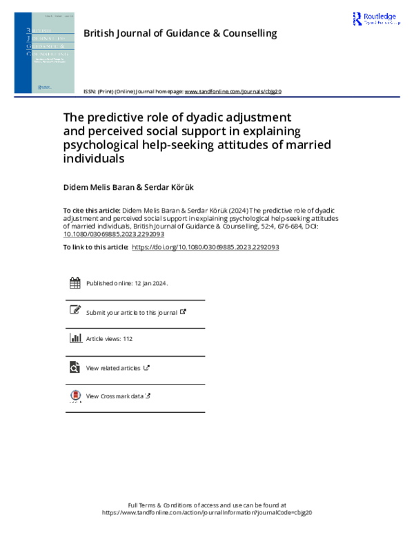(PDF) The Predictive Role of Dyadic Adjustment and Perceived Social ...