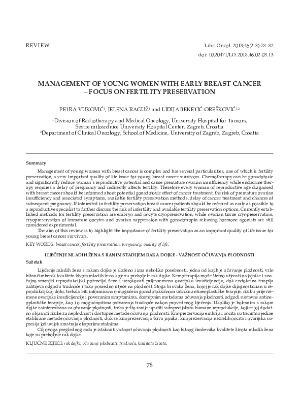 (PDF) Management of young women with early breast cancer – focus on ...