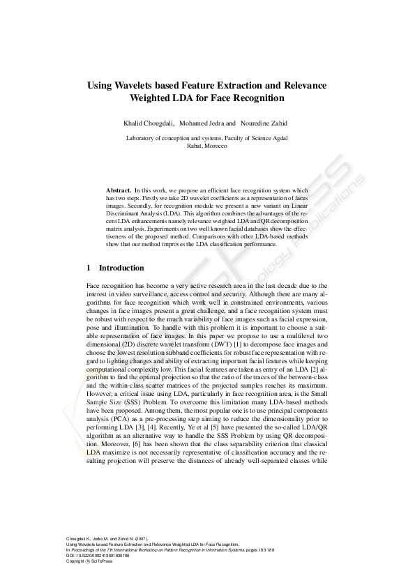 (PDF) Using Wavelets based Feature Extraction and Relevance Weighted ...