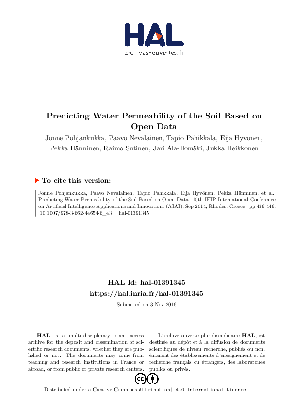(PDF) Predicting Water Permeability of the Soil Based on Open Data
