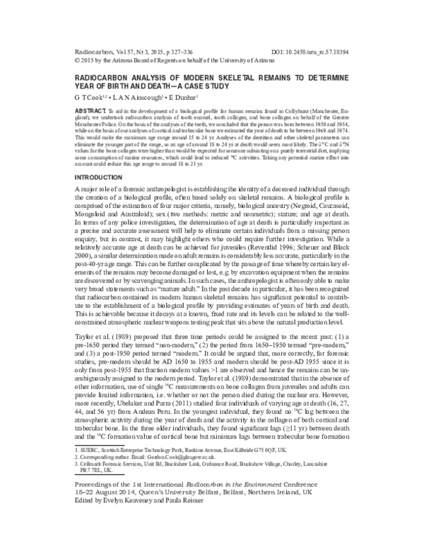 (PDF) Radiocarbon Analysis of Modern Skeletal Remains to Determine Year ...