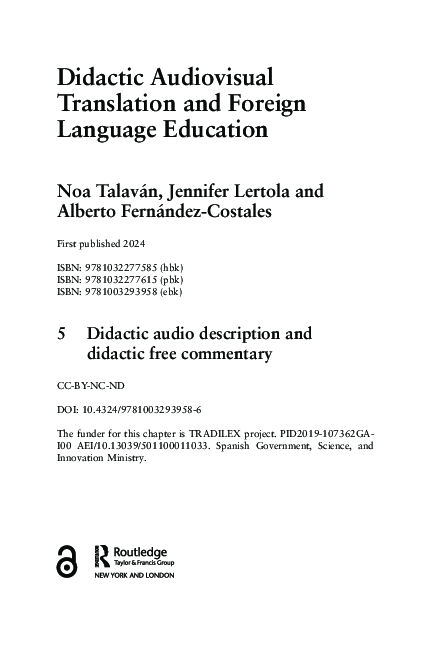 (PDF) Didactic audio description and didactic free commentary