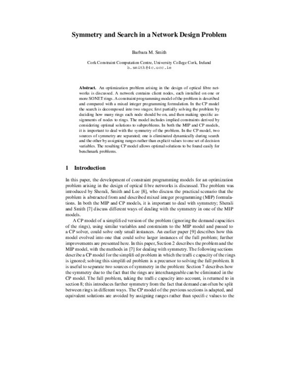 (PDF) Symmetry and Search in a Network Design Problem