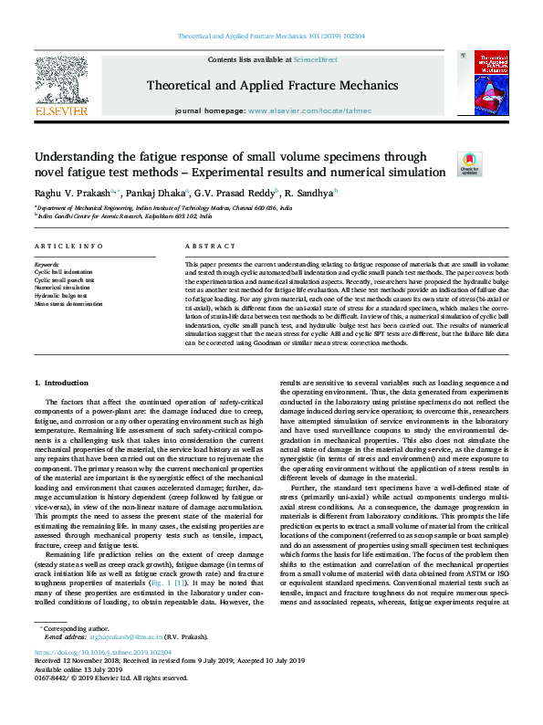 (PDF) Understanding the fatigue response of small volume specimens ...