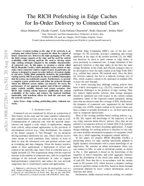 (PDF) The RICH Prefetching in Edge Caches for In-Order Delivery to ...
