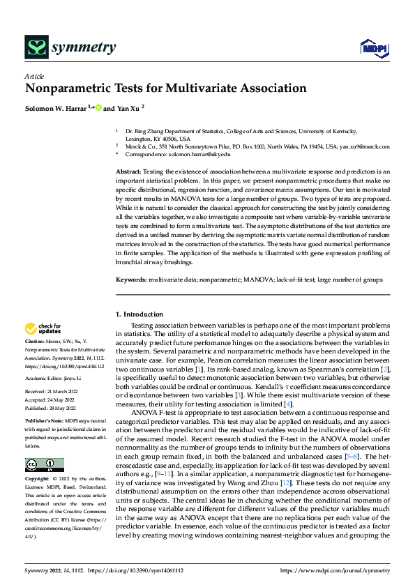 (PDF) Nonparametric Tests for Multivariate Association