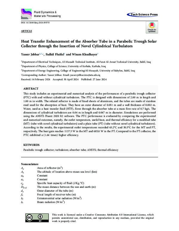 (PDF) Heat Transfer Enhancement of the Absorber Tube in a Parabolic ...