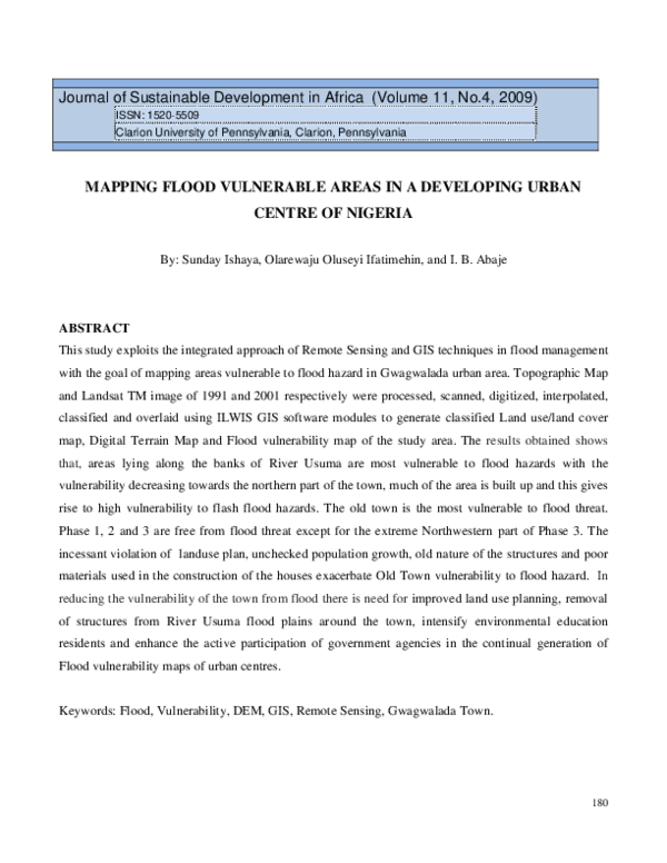 (PDF) Mapping Flood Vulnerable Areas in a Developing Urban Centre of ...