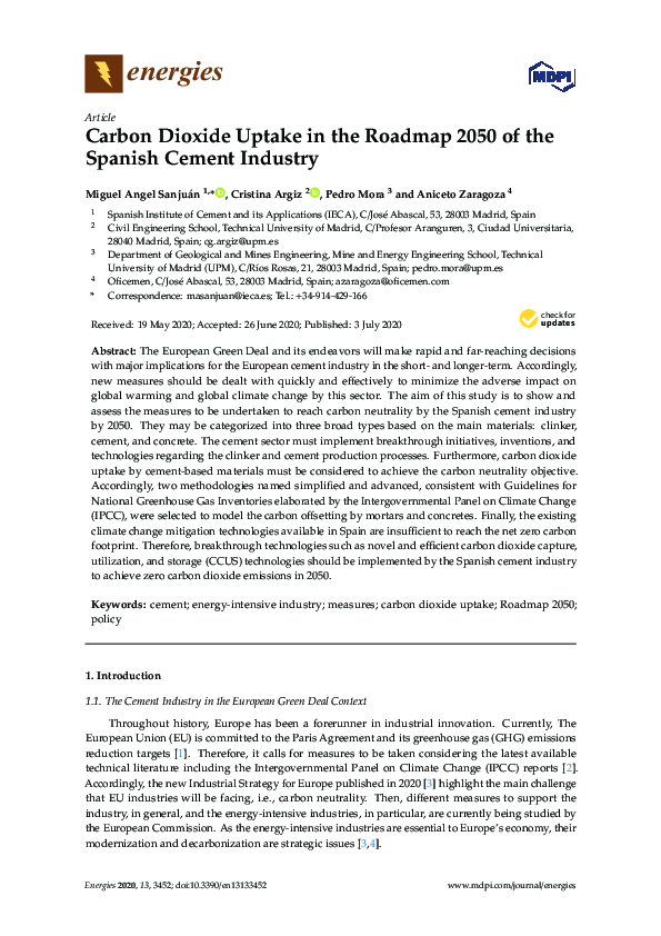 (PDF) Carbon Dioxide Uptake in the Roadmap 2050 of the Spanish Cement ...