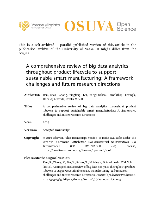 (PDF) A comprehensive review of big data analytics throughout product ...