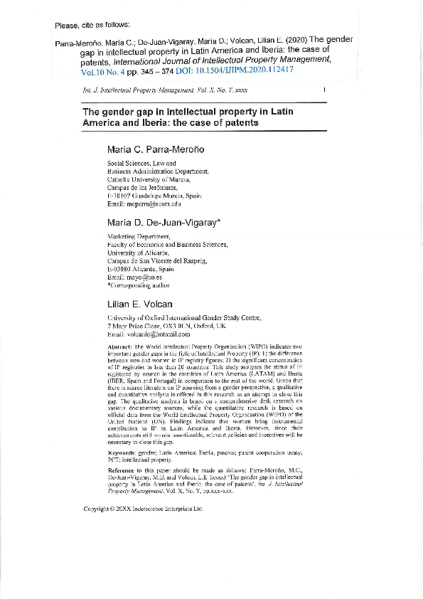 (PDF) The gender gap in intellectual property in Latin America and ...