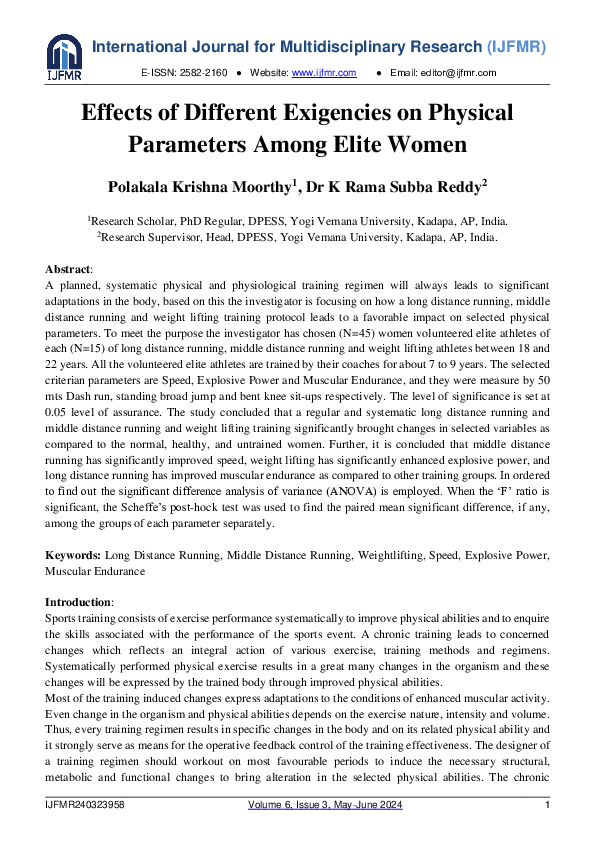 (PDF) Effects of Different Exigencies on Physical Parameters Among ...