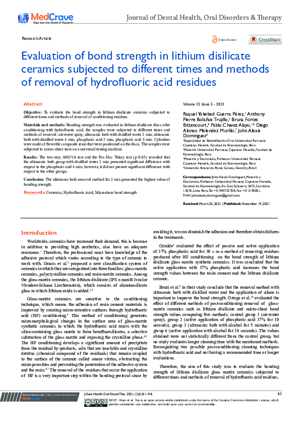 (PDF) Evaluation of bond strength in lithium disilicate ceramics ...