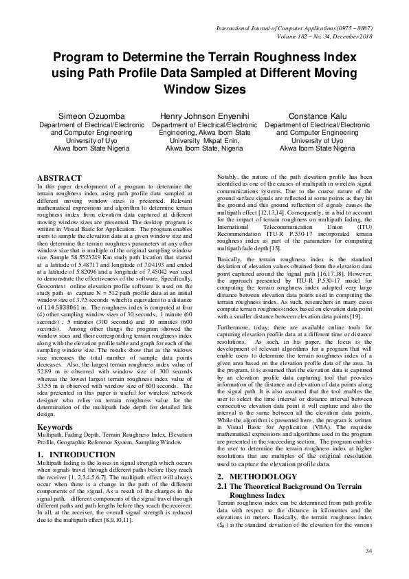 (PDF) Program to Determine the Terrain Roughness Index using Path ...