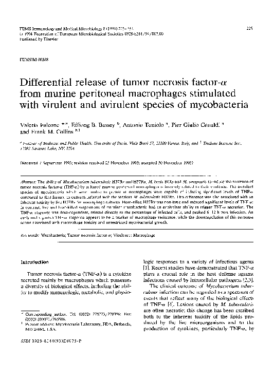 (PDF) Differential release of tumor necrosis factor-α from murine ...