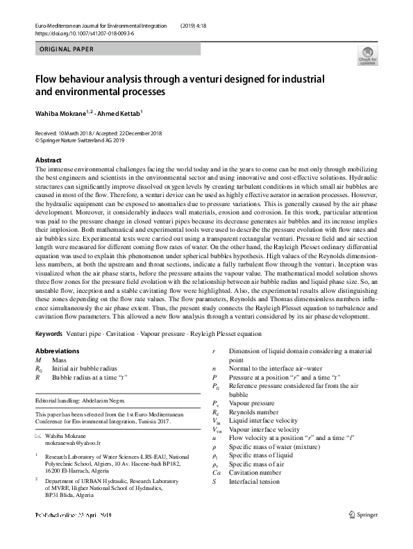 (PDF) Flow behaviour analysis through a venturi designed for industrial ...
