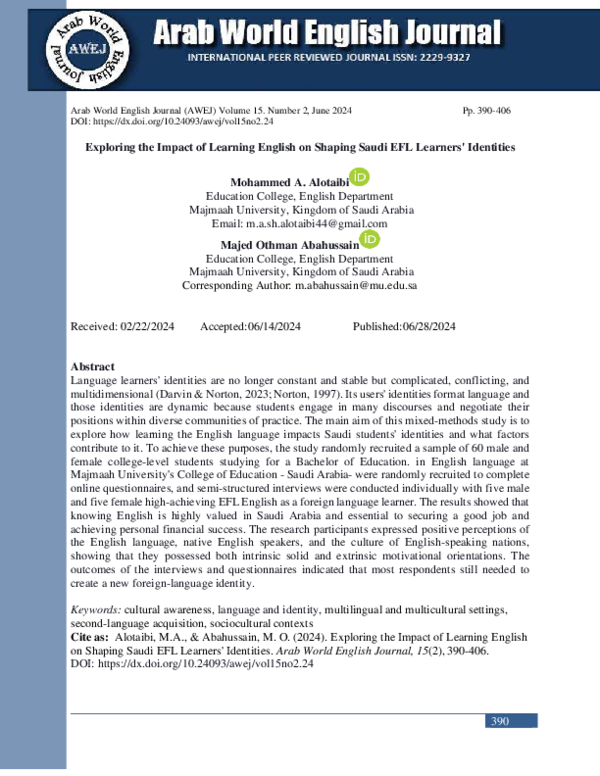 (PDF) Exploring the Impact of Learning English on Shaping Saudi EFL ...